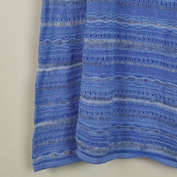 Chico's Blue Striped Loose Weave Open Front Cardigan - Picture 5 of 10